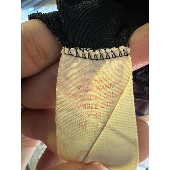 Vintage Black Nylon Nightgown Double Full Side Slit Long Lace V Neck S/M Sheer - Picture 5 of 6